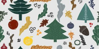 christmas tree and pine cones pattern vector