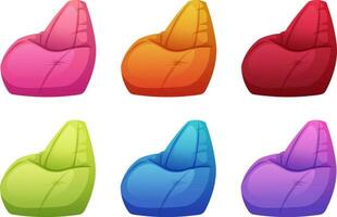 Set of cartoon pear chairs in different colors on transparent background. Vector illustration of modern furniture