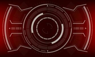 HUD sci-fi circle interface screen view white geometric design virtual reality futuristic technology creative display on red vector