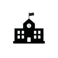 School building with flag vector illustration