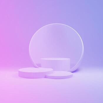 product display podium with colorful gradient abstract background. realistic 3d rendering photo