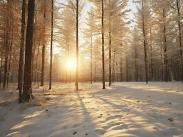 AI generated Peaceful winter forest super realism landscapes photo