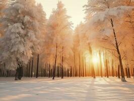 AI generated Peaceful winter forest super realism landscapes photo