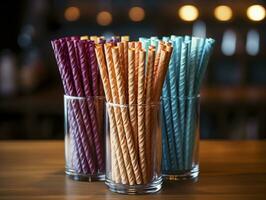 AI generated Sustainable paper straw photo