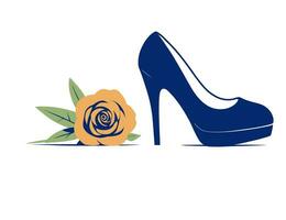 Rosa y mujer zapato, vector ilustración