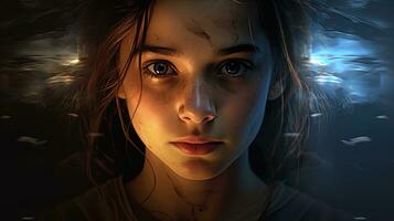 AI generated Experimental portrait portrait using various lighting effects photo