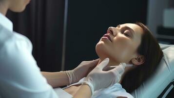 AI generated A dotorinolaryngologist who examines the throat in the patient photo