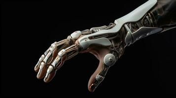 AI generated A prosthetic hand with a design integrated into the structure of the body photo