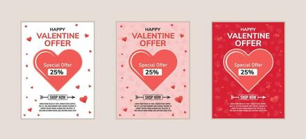 Valentine's Day offer vertical banners set with heart Vector Design