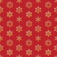 Winter seamless golden snowflakes pattern on red background. Immerse yourself in the enchanting beauty of winter with this captivating vector illustration of a seamless pattern adorned with snowflakes