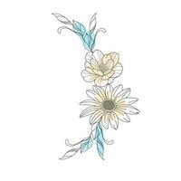 simple flower outline in a vector hand-drawn flat design