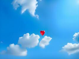 AI generated heart balloon in the blue sky photo