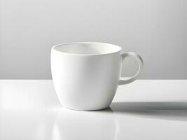AI generated white cup on the table photo