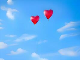 AI generated heart balloon in the blue sky photo