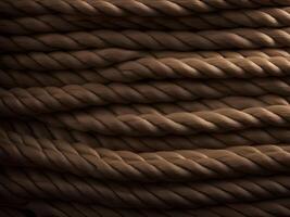 AI generated rope texture on black background photo