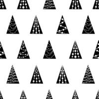 Winter seamless pattern with doodle Christmas trees vector