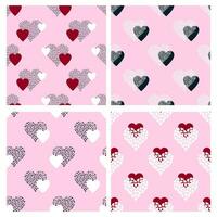 Collection of doodle heart seamless pattern vector