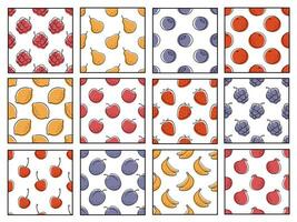 Collection of seamless pattern. Fruits and berries vector