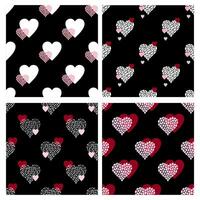 Collection of love heart seamless pattern vector