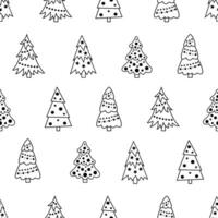 Winter seamless pattern with hand drawn Christmas trees vector