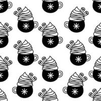 Doodle seamless pattern with cocoa cup vector