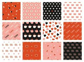Collection of seamless pattern. Love. Valentines day. vector