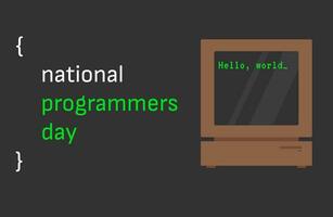 National Programmers Day Creative Design. Vector illustration with Retro computer and Hello World text