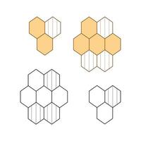Honeycomb. Flat color and black and white vector illustration.