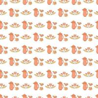 Seamless pattern with vintage kettle on a white background. Flat color vector illustration.