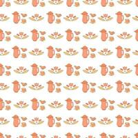 Seamless pattern with vintage kettle on a white background. Flat color vector illustration.