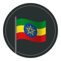 Abstract Ethiopia Flag Flat Icon in Circle Isolated on White Background vector