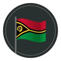 Abstract Vanuatu Flag Flat Icon in Circle Isolated on White Background vector