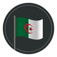 Abstract Algeria Flag Flat Icon in Circle Isolated on White Background vector