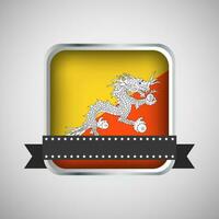 Vector Round Banner With Bhutan Flag