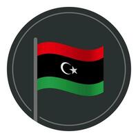 Abstract Libya Flag Flat Icon in Circle Isolated on White Background vector