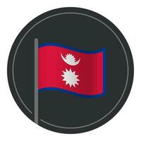 Abstract Nepal Flag Flat Icon in Circle Isolated on White Background vector