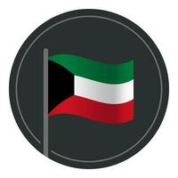 resumen Kuwait bandera plano icono en circulo aislado en blanco antecedentes vector