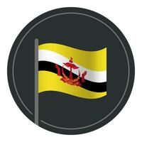 Abstract Brunei Flag Flat Icon in Circle Isolated on White Background vector