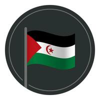 Abstract Western Sahara Flag Flat Icon in Circle Isolated on White Background vector