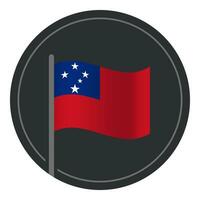 Abstract Samoa Flag Flat Icon in Circle Isolated on White Background vector