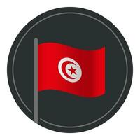 Abstract Tunisia Flag Flat Icon in Circle Isolated on White Background vector