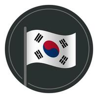 Abstract South Korea Flag Flat Icon in Circle Isolated on White Background vector