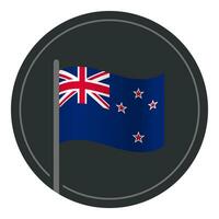 Abstract New Zealand Flag Flat Icon in Circle Isolated on White Background vector