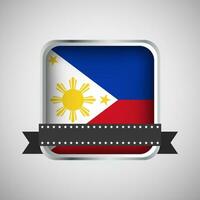 Vector Round Banner With Philippines Flag