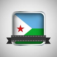 Vector Round Banner With Djibouti Flag
