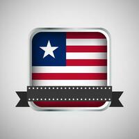 Vector Round Banner With Liberia Flag