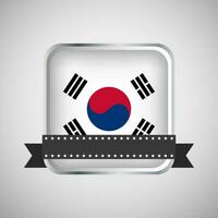 vector redondo bandera con sur Corea bandera