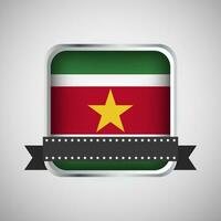 Vector Round Banner With Suriname Flag
