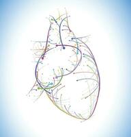 ilustración de de colores líneas y intersección de corazón, moderno estilo en blanco antecedentes. vector