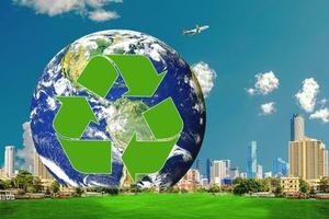 reuse concept Recycle. Protect the environment, reduce pollution, love the world. photo